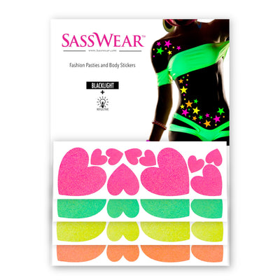 Heart Blacklight Reflective Body Stickers by Sasswear