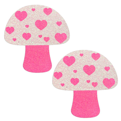 Pink Heart Sparkly Mushroom Pasties