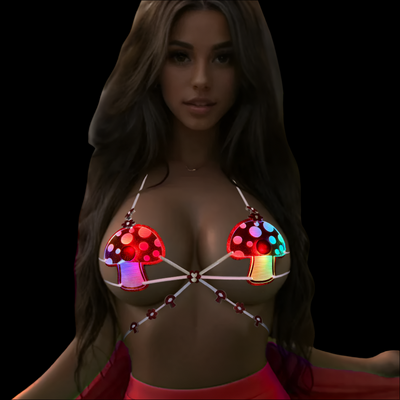 light up red mushroom festival bra