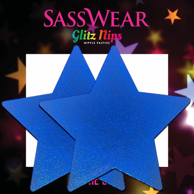 Electric Metallic Blue Star Glitz Nips Pasties