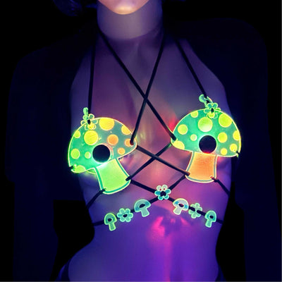 Light Up Green Mushroom Festival Bra