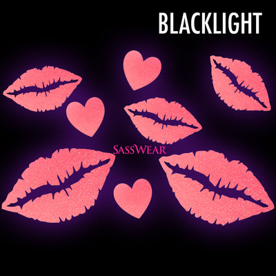 Lips/Kiss Glow-in-the-Dark Body Stickers-Mini - Sasswear