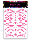 neon pink eye stickers for rave and festival makeup by sasswear