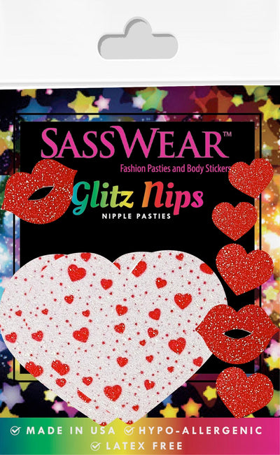 heart lips glitter pasties stickers